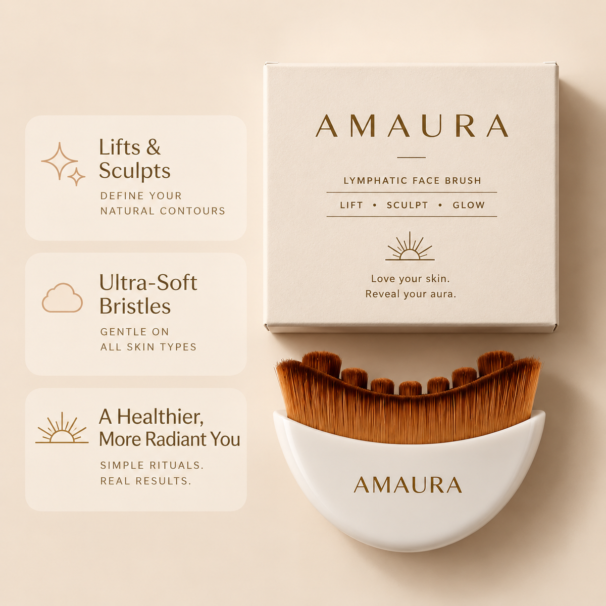 AMAURA Premium Facial Brush – Lymphatic Drainage Support, Boosts Circulation & Stimulates Pressure Points, Cooling Facial Massage Tool for Face & Neck